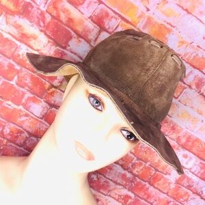 Vintage 60s Genuine Leather Brown Floppy Brown Suede Hippie Hat